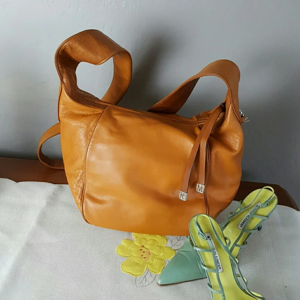 Michael Kors brown leather cross body purse